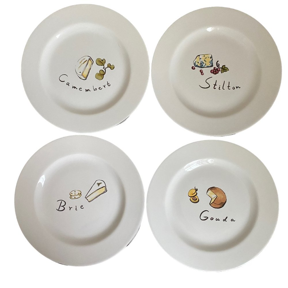 Pottery Barn Outlet Cheese Graphic Appetizer Plates